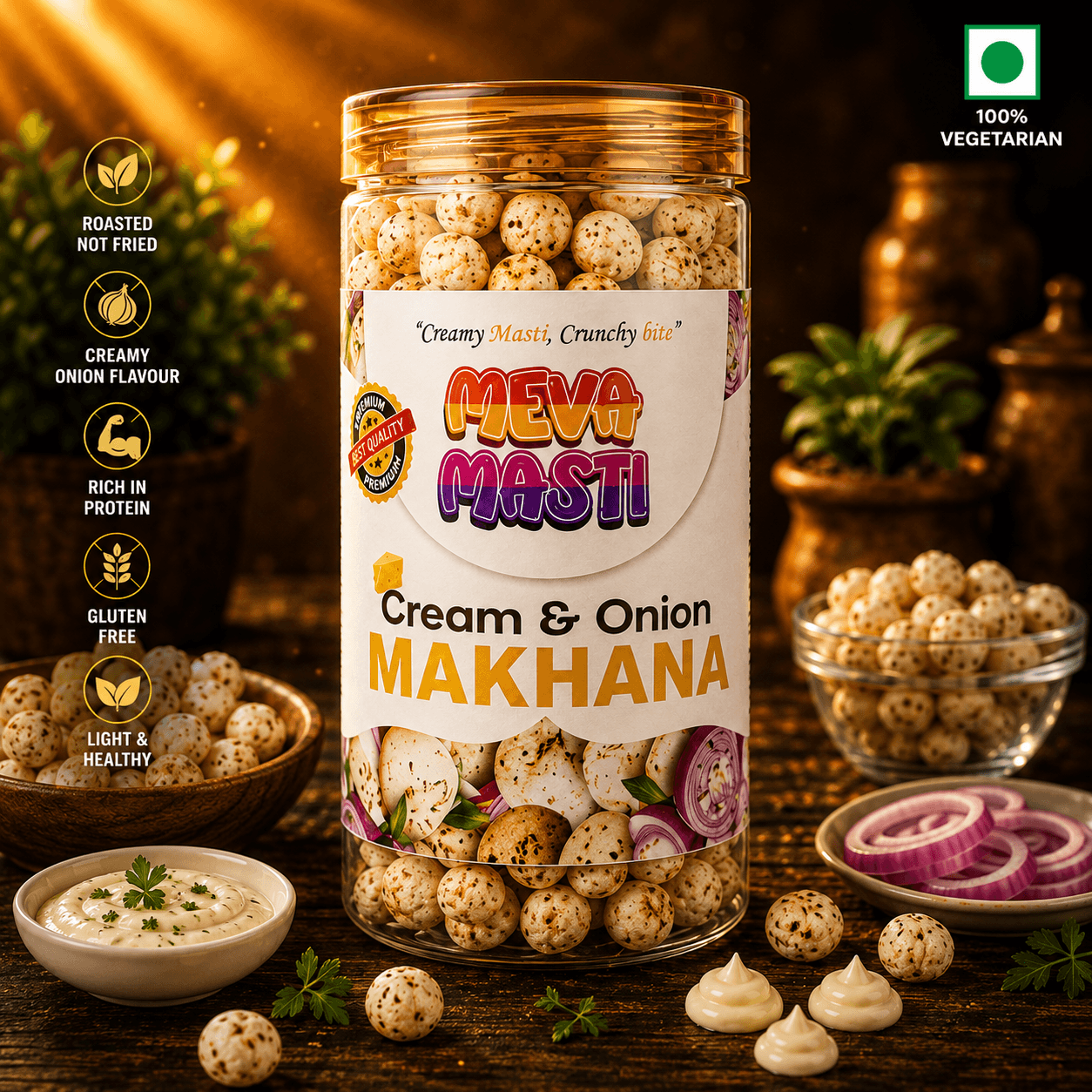 Cream & Onion Makhana - Premium Foxnuts