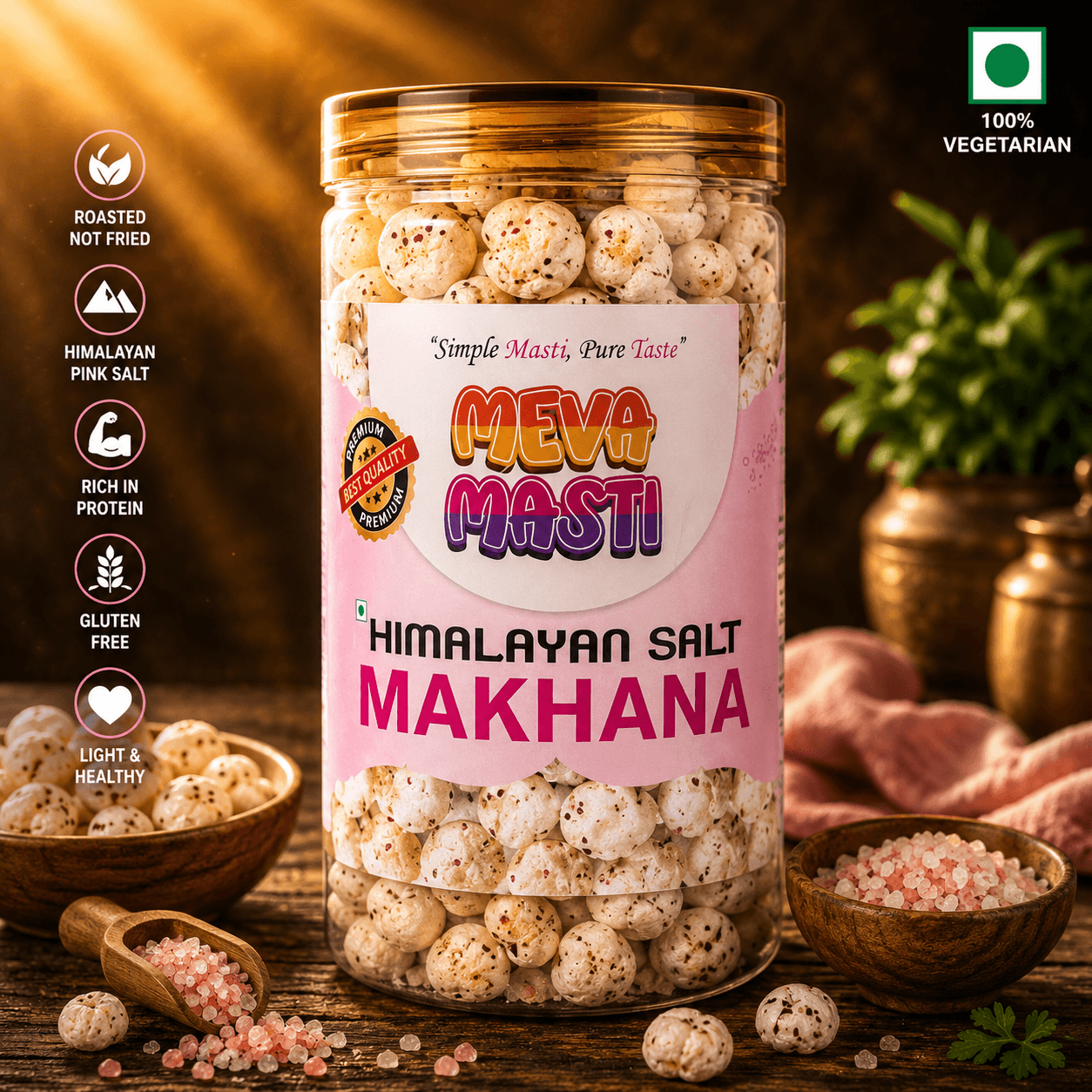 Himalayan Pink Salt Makhana - Classic Roasted